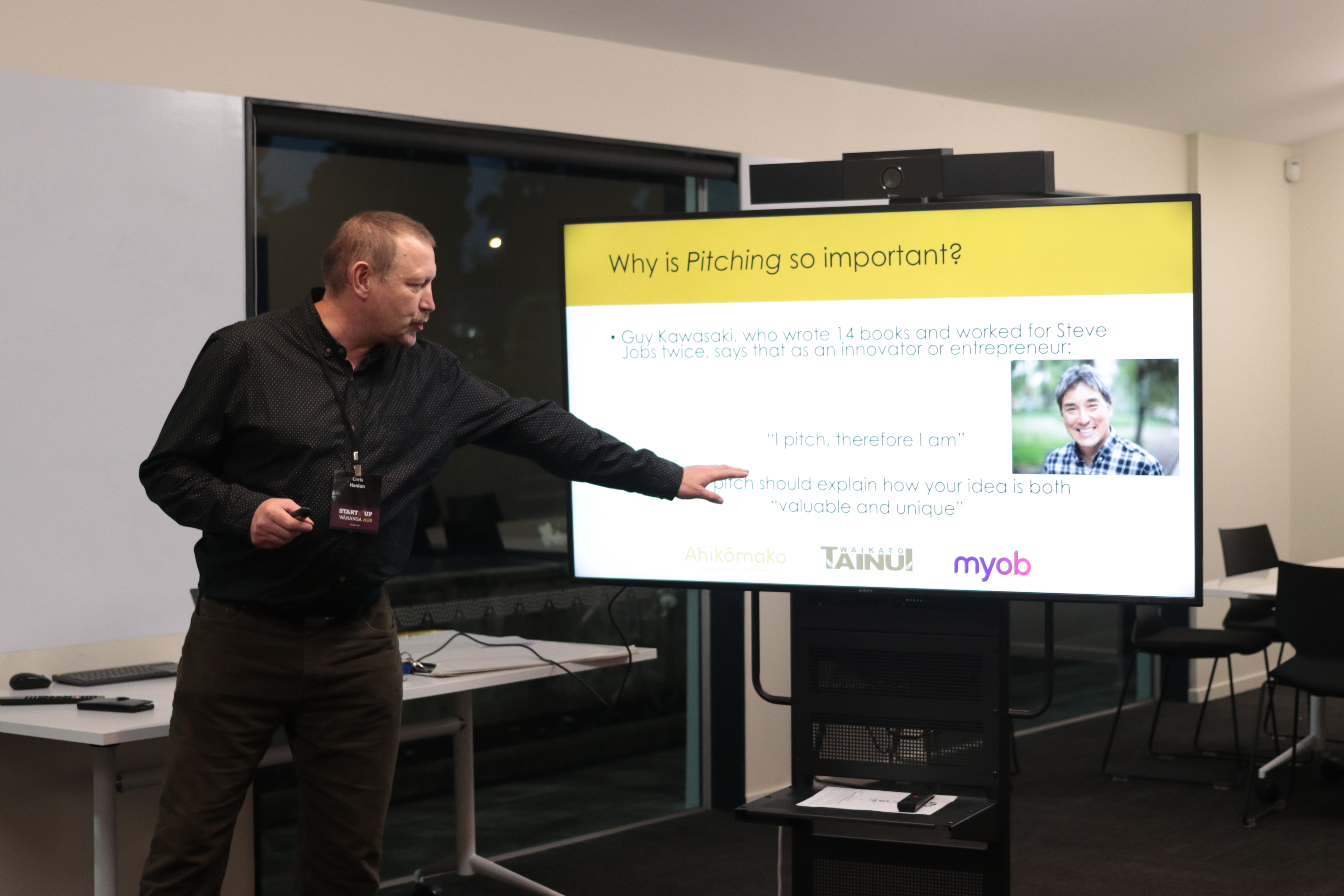 Chris Hanlon presenting a pitch framework